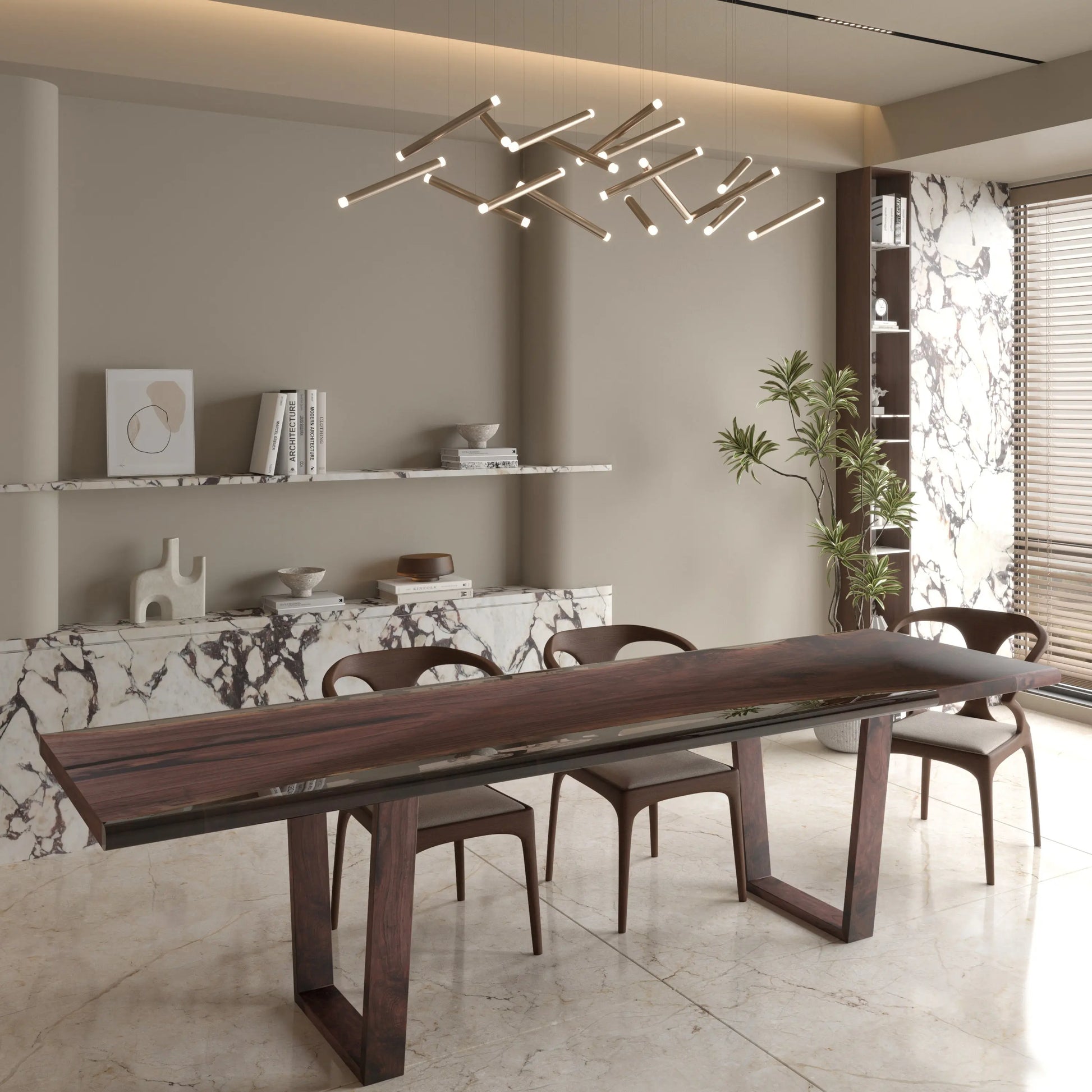 Sedon Epoxy Walnut Dining Table 32" x 106" - Holzsch
