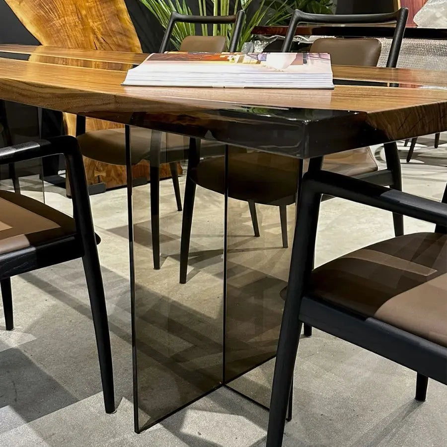 Dauw Drift Walnut Epoxy River Dining Table 36" x 87" - Holzsch