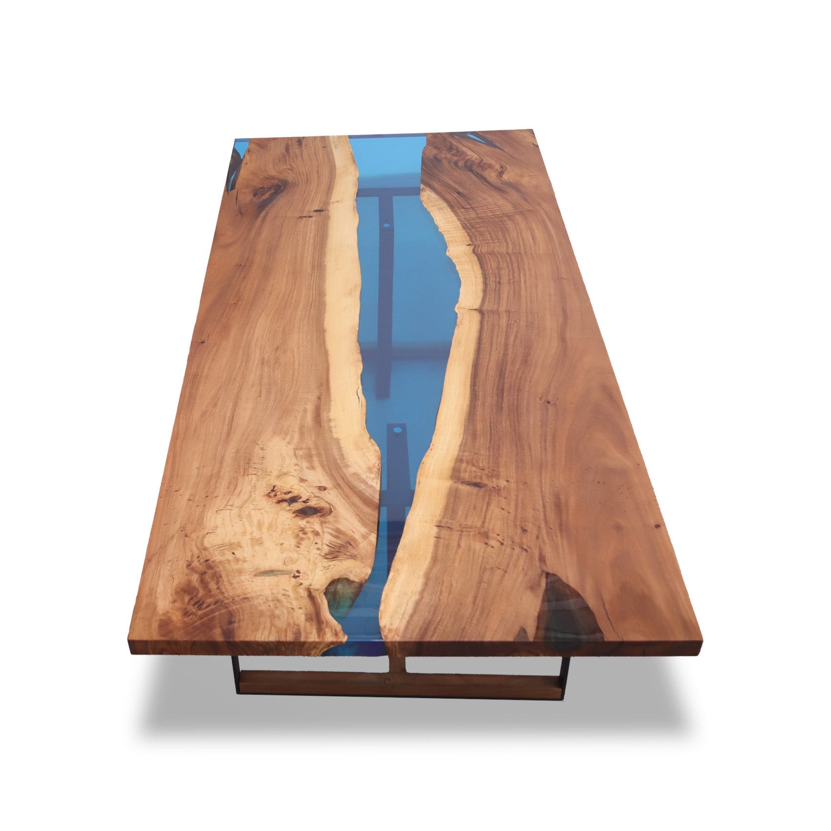 Tuco Monkey Pod Rectangular Dining Table (B010543) - Blue Epoxy River 45" x 98" - Holzsch