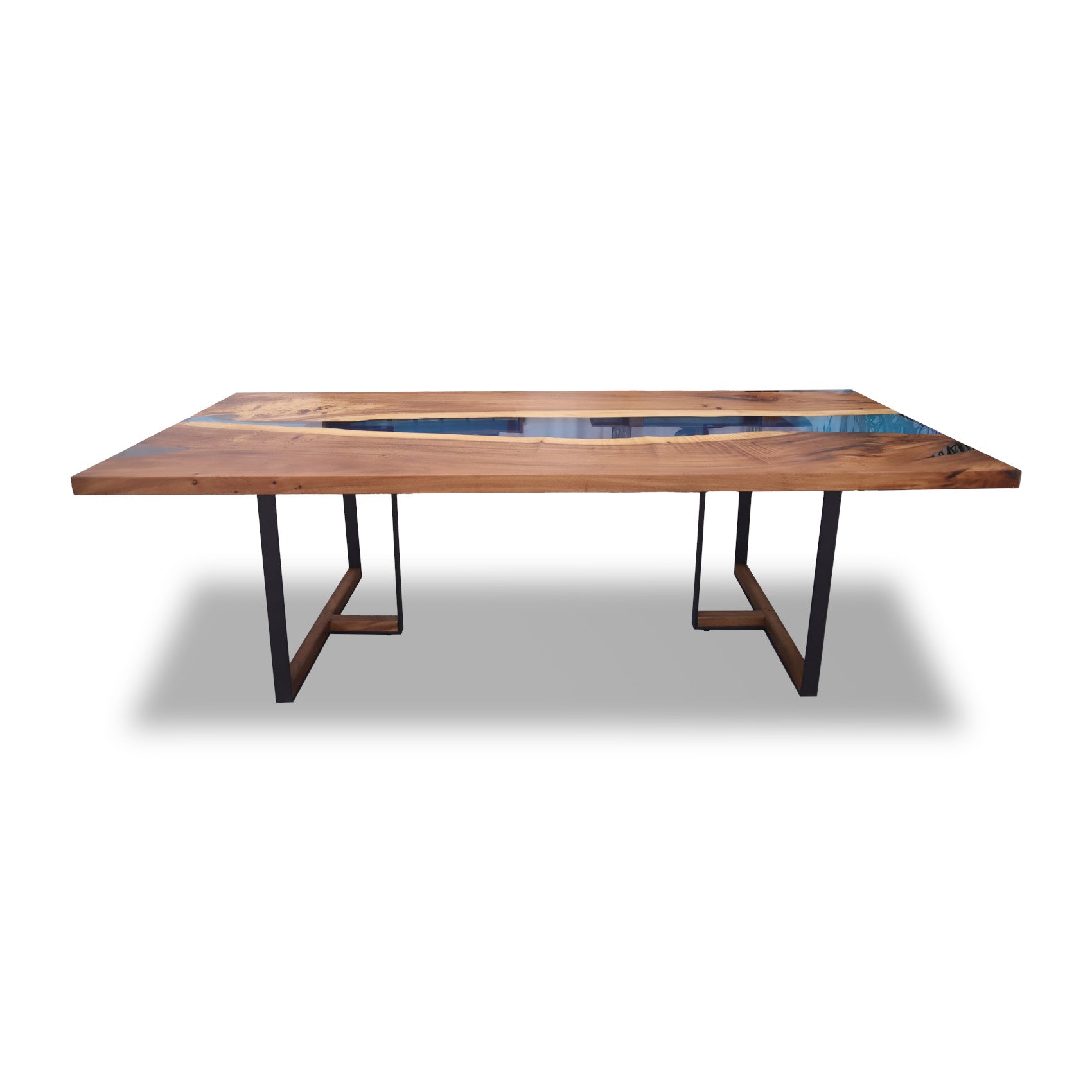 Tuco Monkey Pod Rectangular Dining Table (B010543) - Blue Epoxy River 45" x 98" - Holzsch