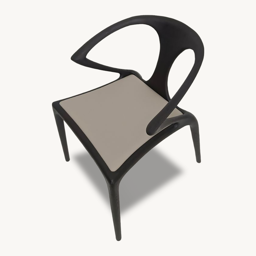 Set of 8 Luca Minimalistic Wooden Dining Chairs - Ebony & Grey - Holzsch