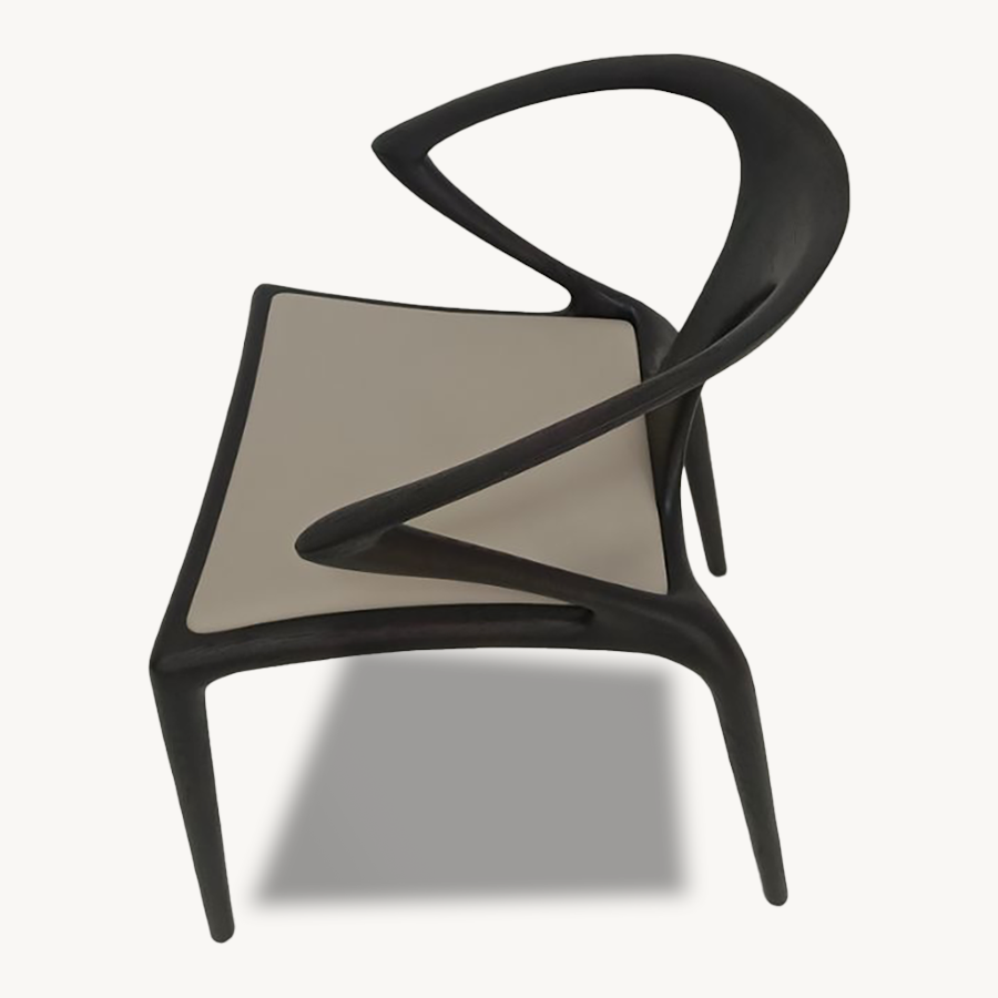 Set of 8 Luca Minimalistic Wooden Dining Chairs - Ebony & Grey - Holzsch