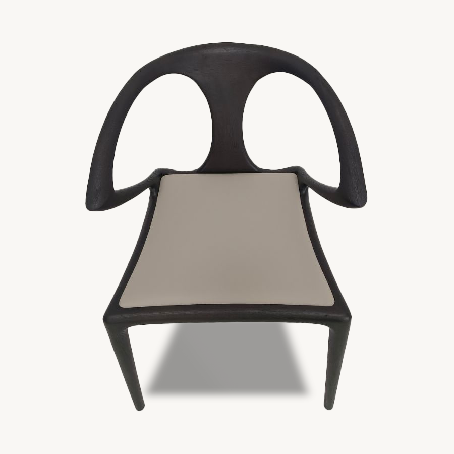 Set of 8 Luca Minimalistic Wooden Dining Chairs - Ebony & Grey - Holzsch