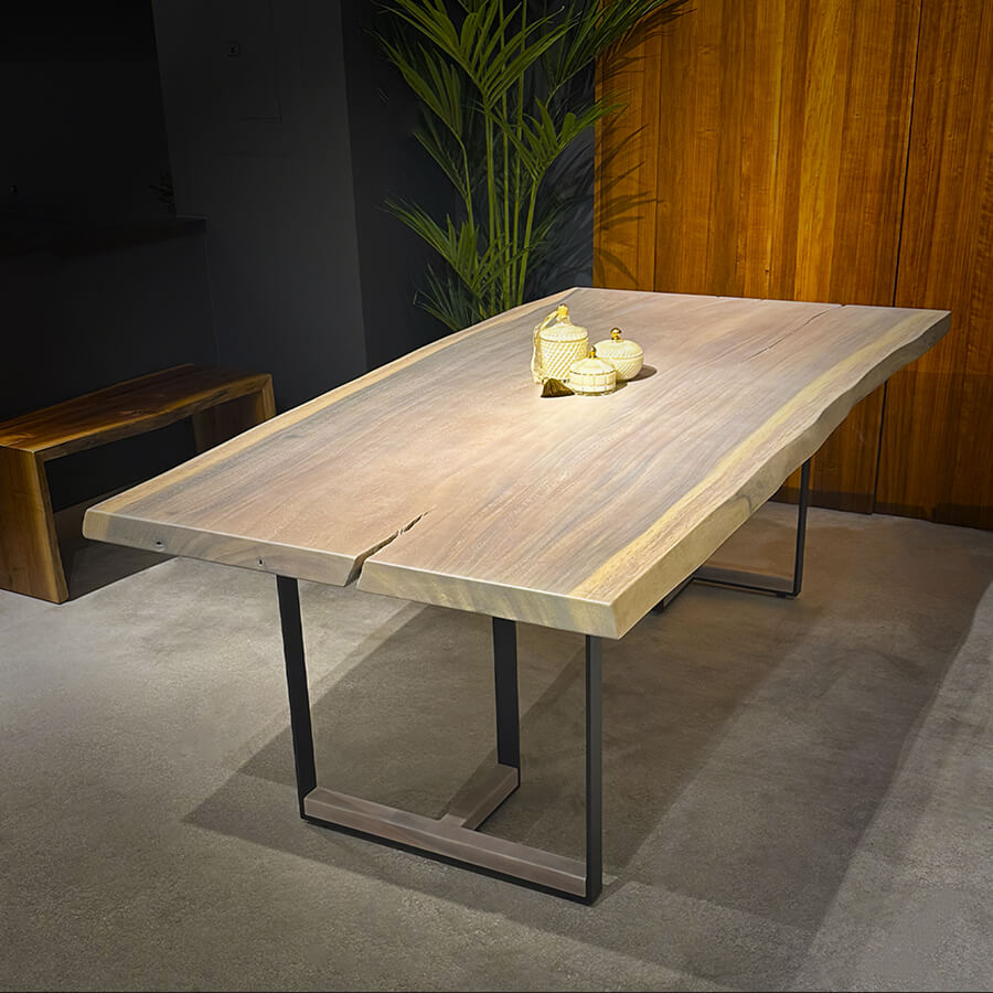 Bleached Tuco Saman Rectangular Dining Table 41" x 84" - Holzsch