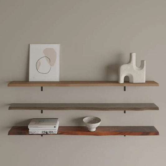 Walnut Solid Wood Floating Shelves - Live Edge - Holzsch