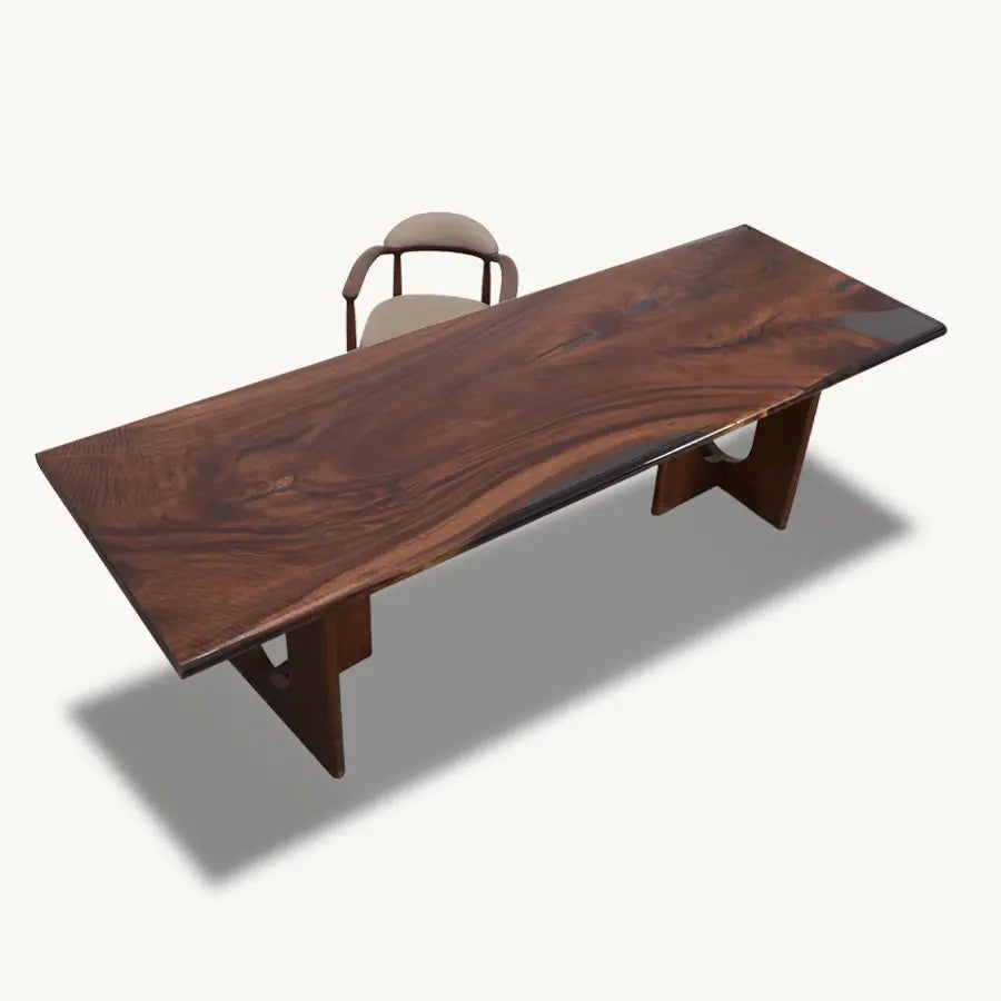 Bord Saman Epoxy Dining Table - Solid Wood Legs, Artistic Design - Holzsch