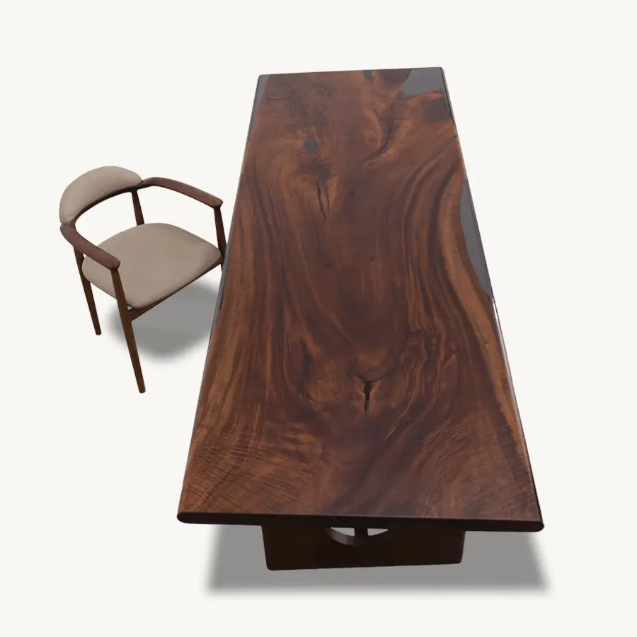 Bord Saman Epoxy Dining Table - Solid Wood Legs, Artistic Design - Holzsch