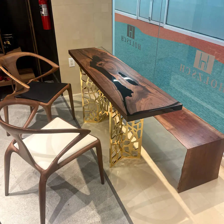 Cascadia Walnut Epoxy Entryway Console Table Holzsch Furniture