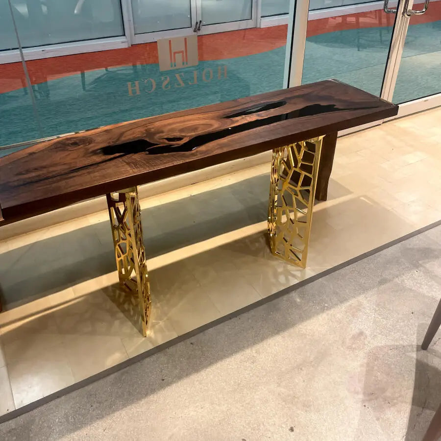 Cascadia Walnut Epoxy Entryway Console Table Holzsch Furniture