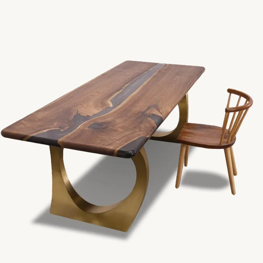 Dauw Drift Walnut Epoxy River Dining Table 36" x 87" - Holzsch
