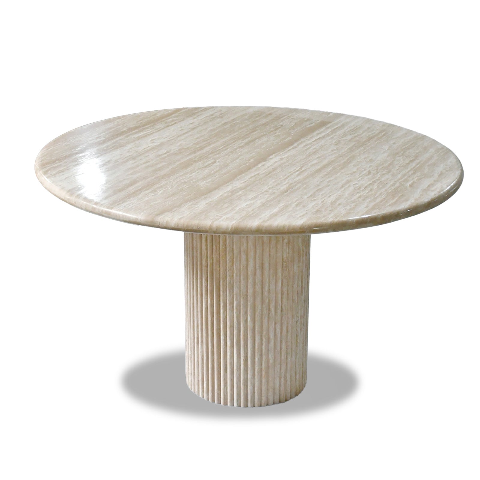 Genuine Travertine Round Carved Dining Table - Holzsch