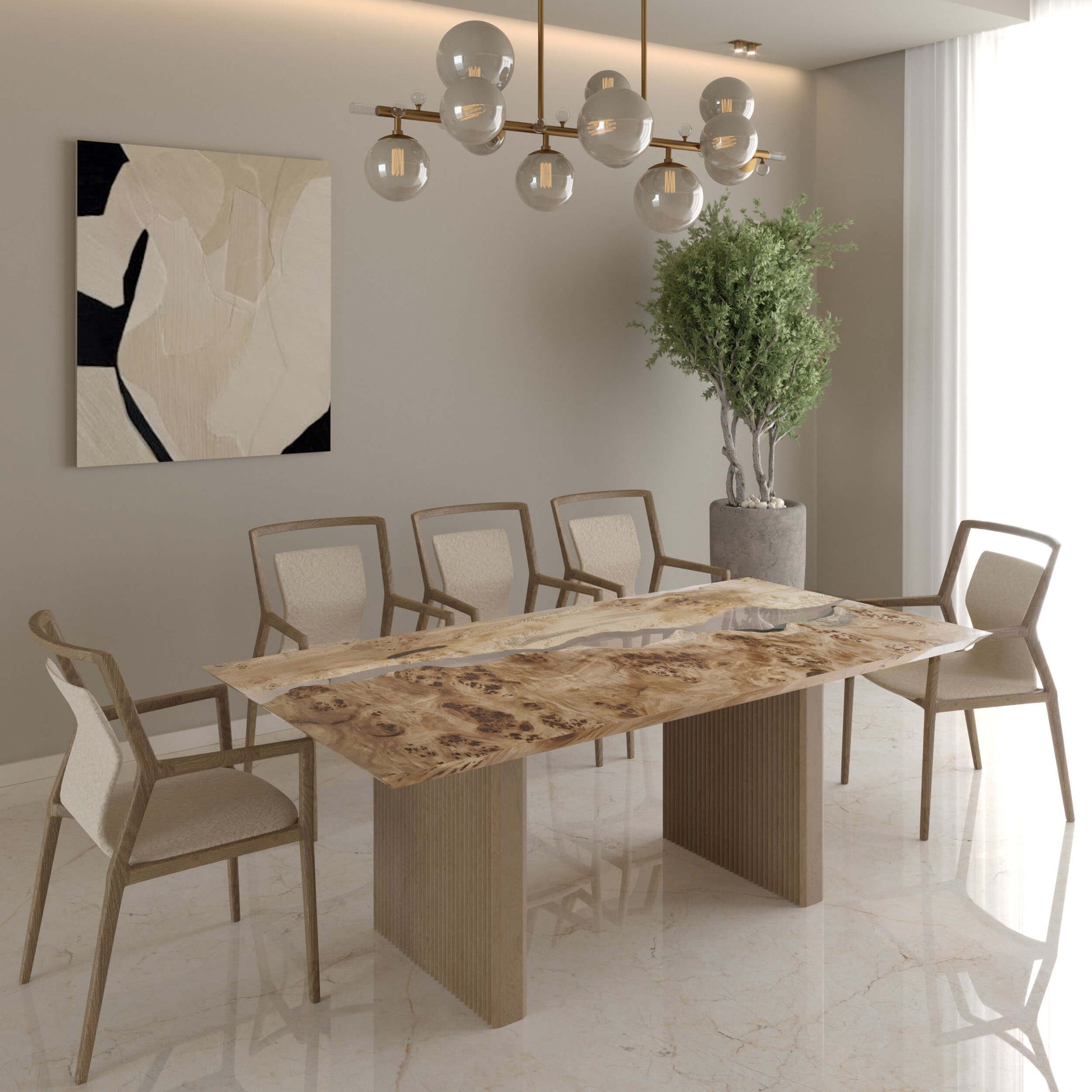 Klar Mappa Burl Rectangular Dining Table 39" x 79" - Holzsch