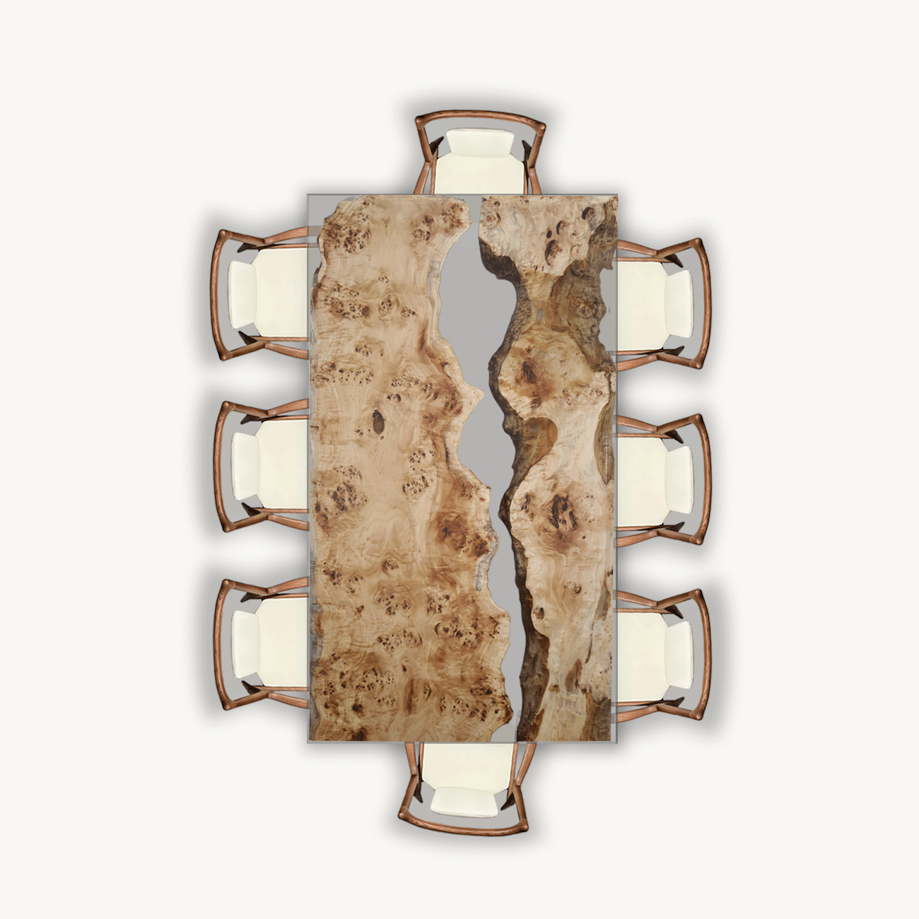 Klar Mappa Burl Rectangular Dining Table 39" x 79" - Holzsch