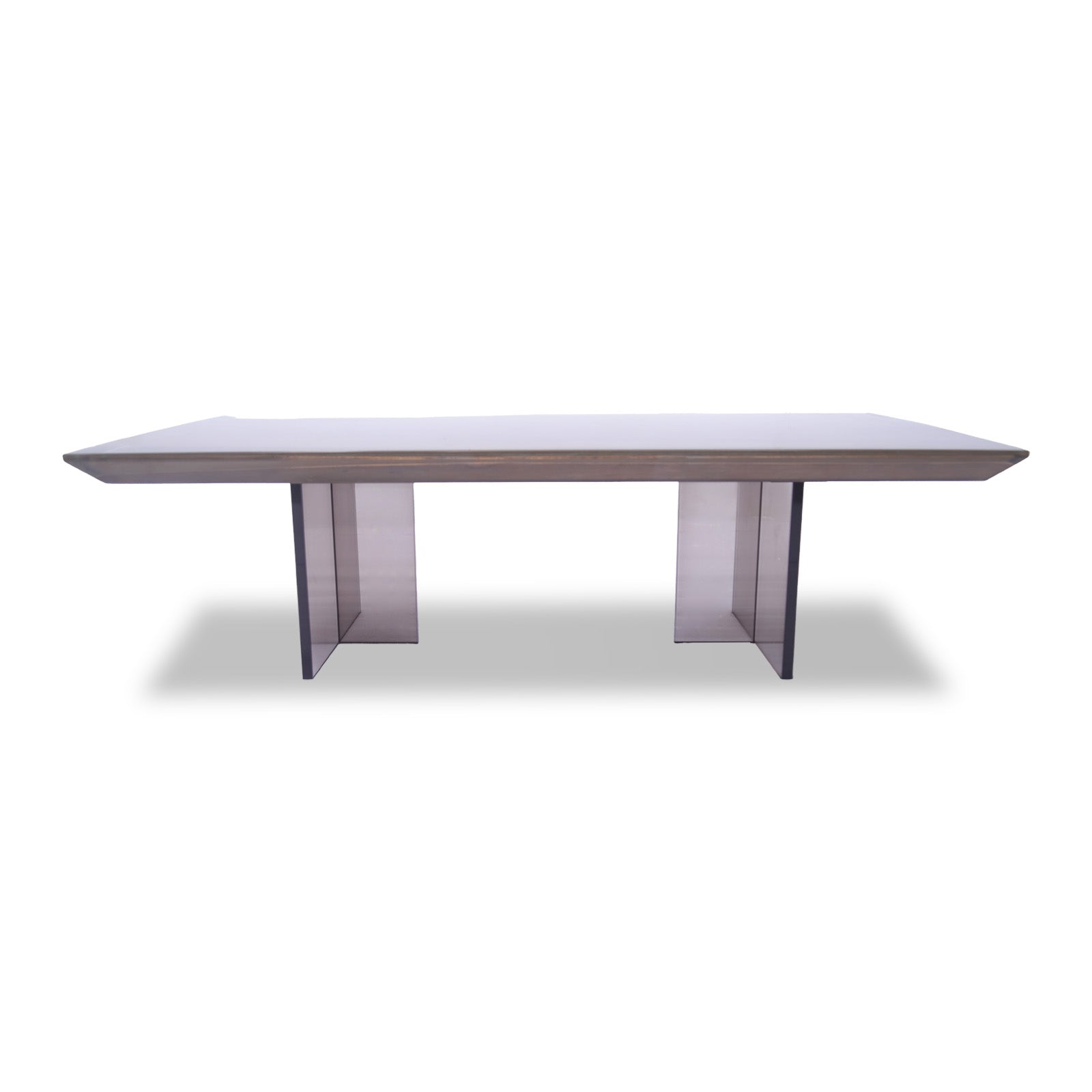 Mirage Rectangular Monkey Pod Bleached Dining Table with Plexiglass Legs 39" x 82" - Holzsch