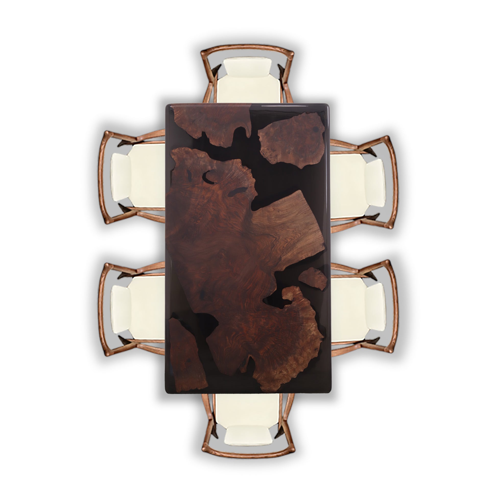 Mirage Rectangular Walnut Burl Dining Table with Plexiglass Legs 31" X 55" - Holzsch