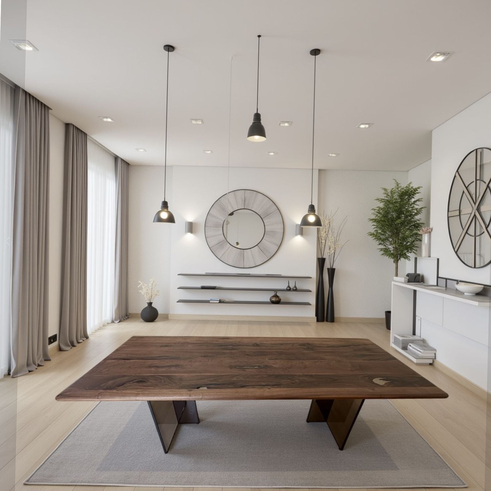 Mirage Rectangular Walnut Dining Table with Plexiglass Legs 40" X 96" - Holzsch