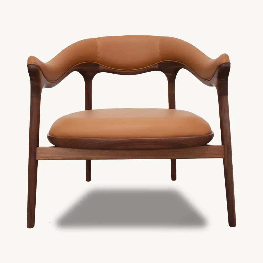 Set of 2 Modern Black Walnut & Leather Leisure Chair - Holzsch