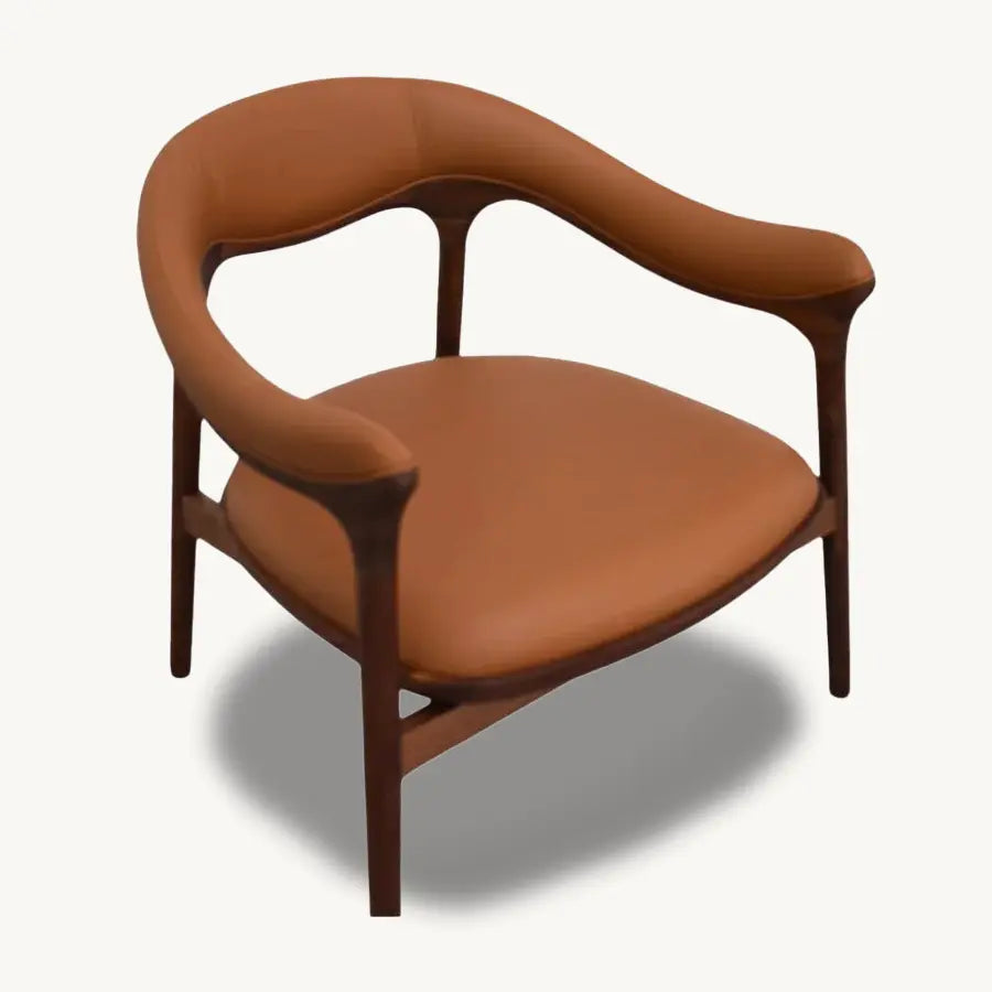 Set of 2 Modern Black Walnut & Leather Leisure Chair - Holzsch