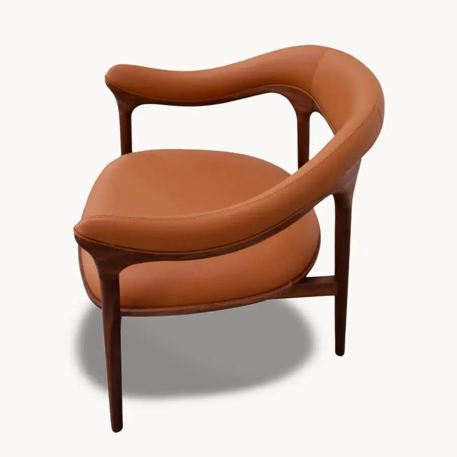 Set of 2 Modern Black Walnut & Leather Leisure Chair - Holzsch