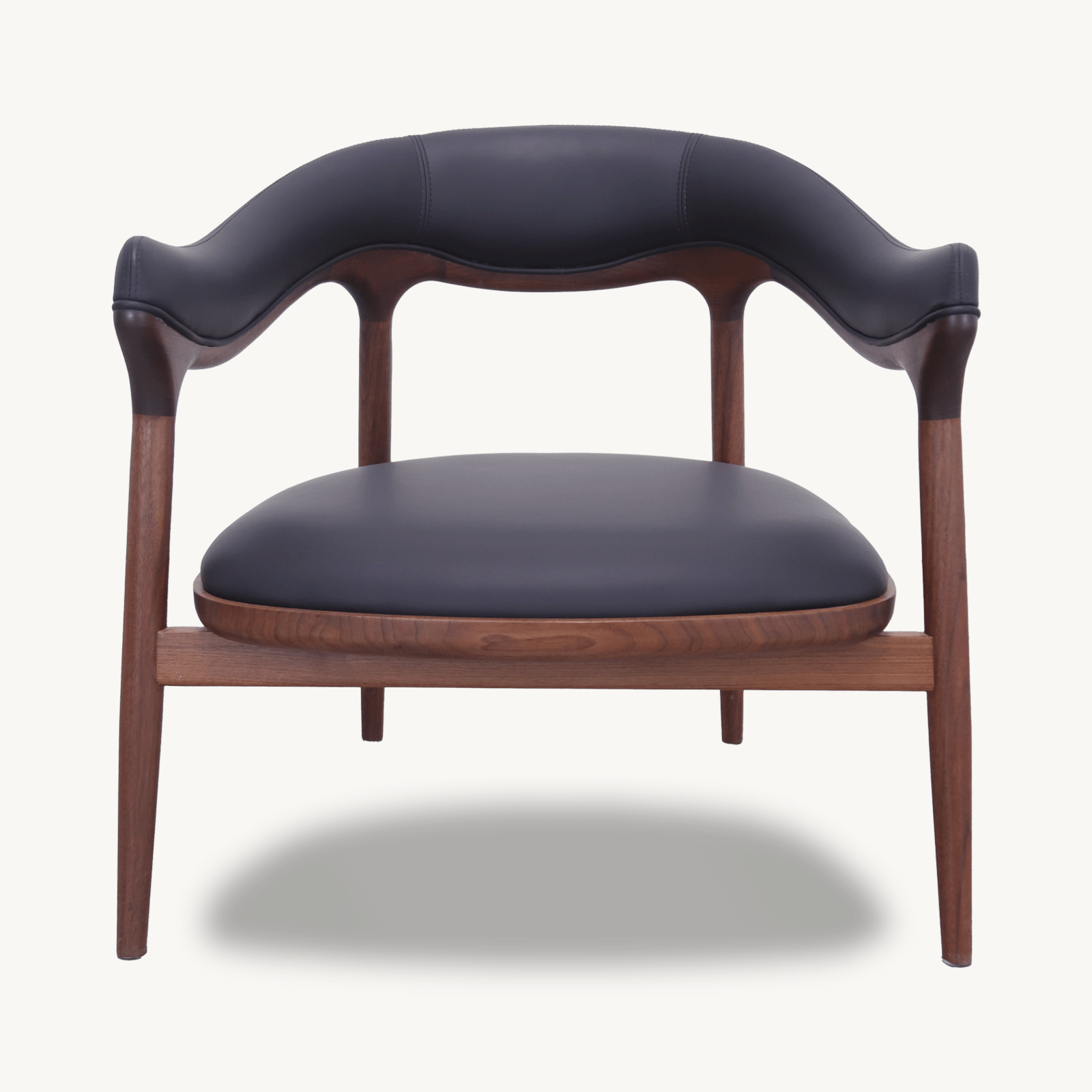 Set of 2 Modern Black Walnut & Leather Leisure Chair - Holzsch