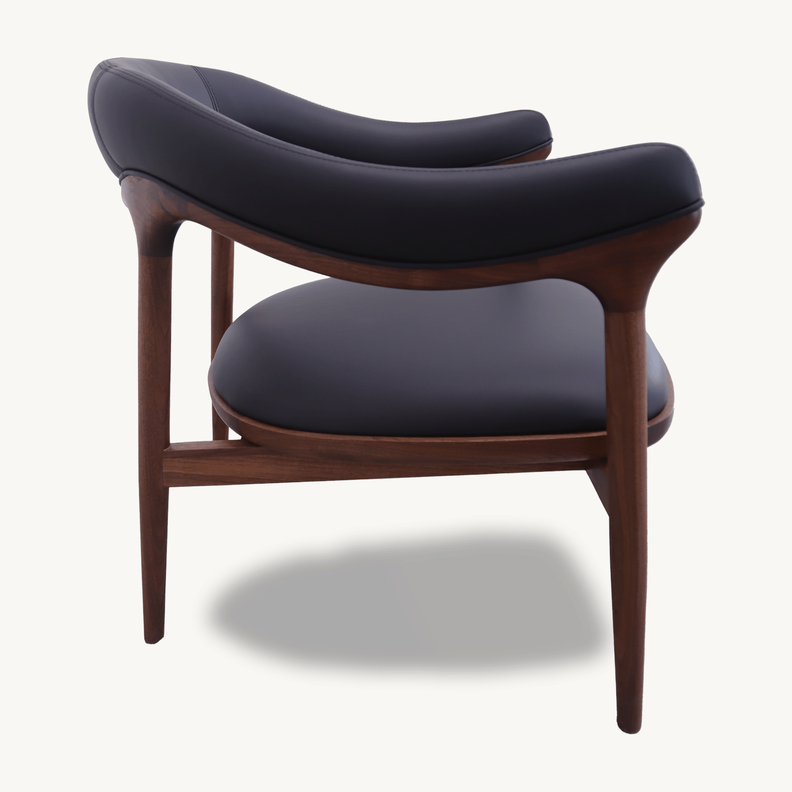 Set of 2 Modern Black Walnut & Leather Leisure Chair - Holzsch