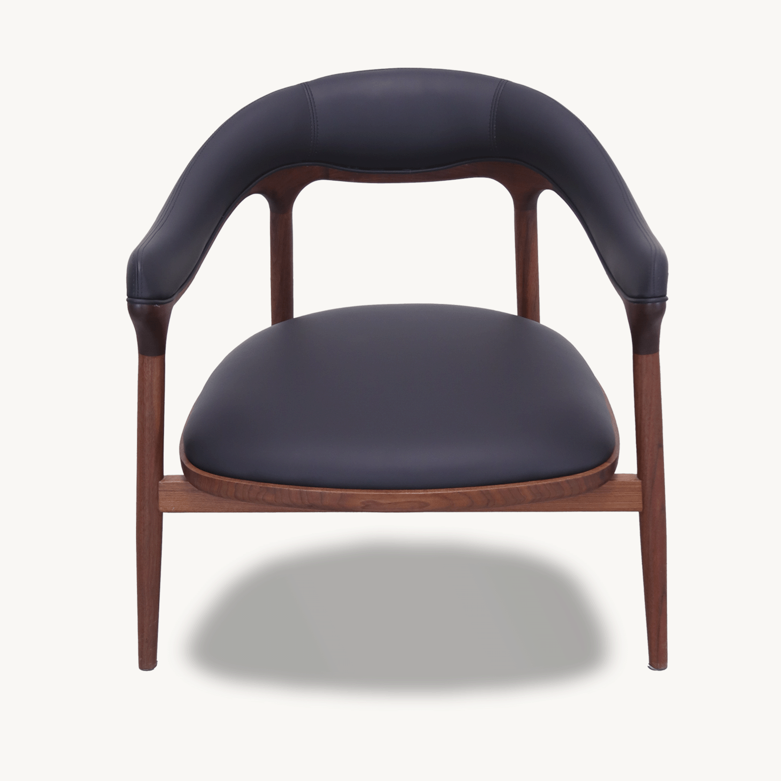 Set of 2 Modern Black Walnut & Leather Leisure Chair - Holzsch