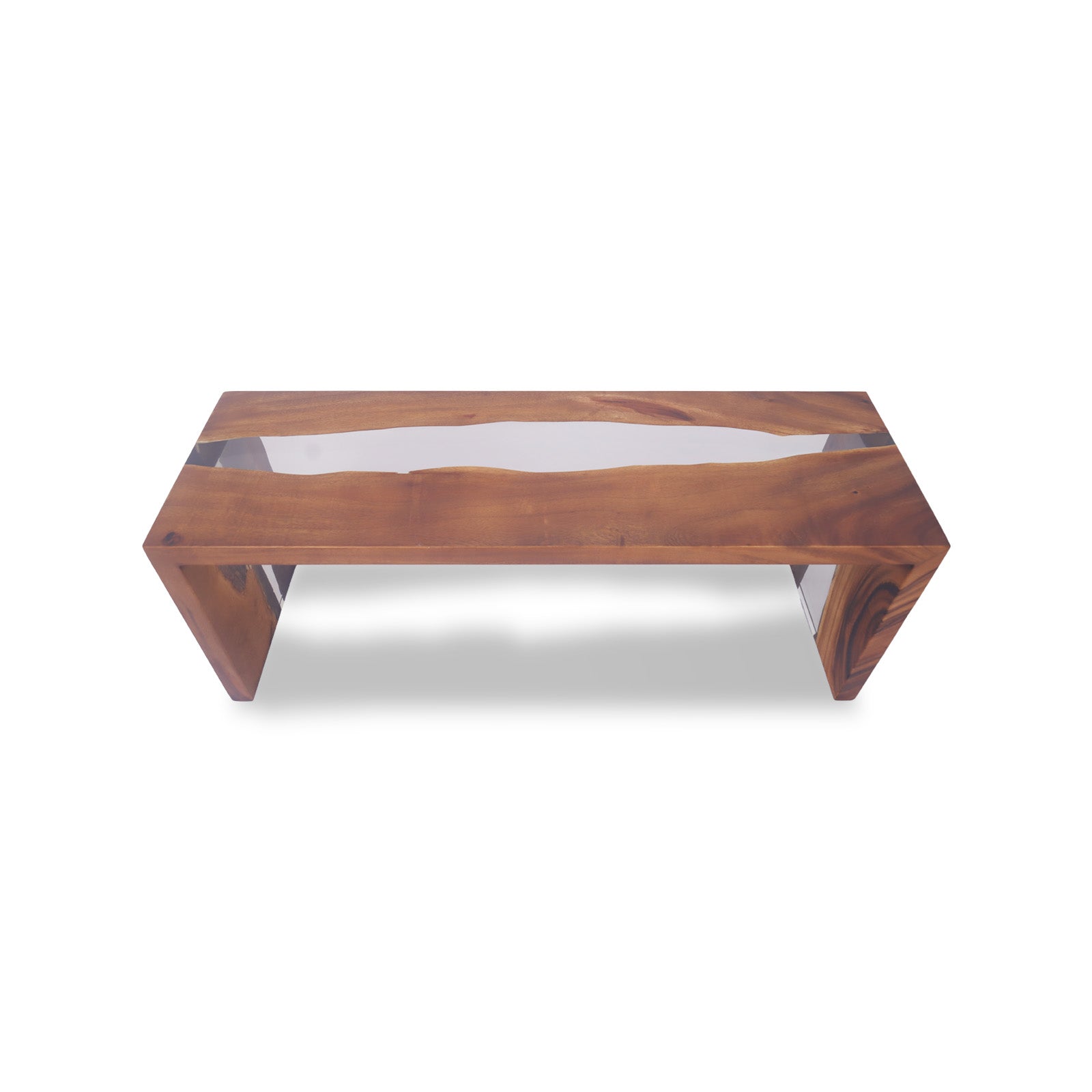 Monkey Pod Epoxy Bench - Waterfall Legs, Transparent Epoxy - Holzsch