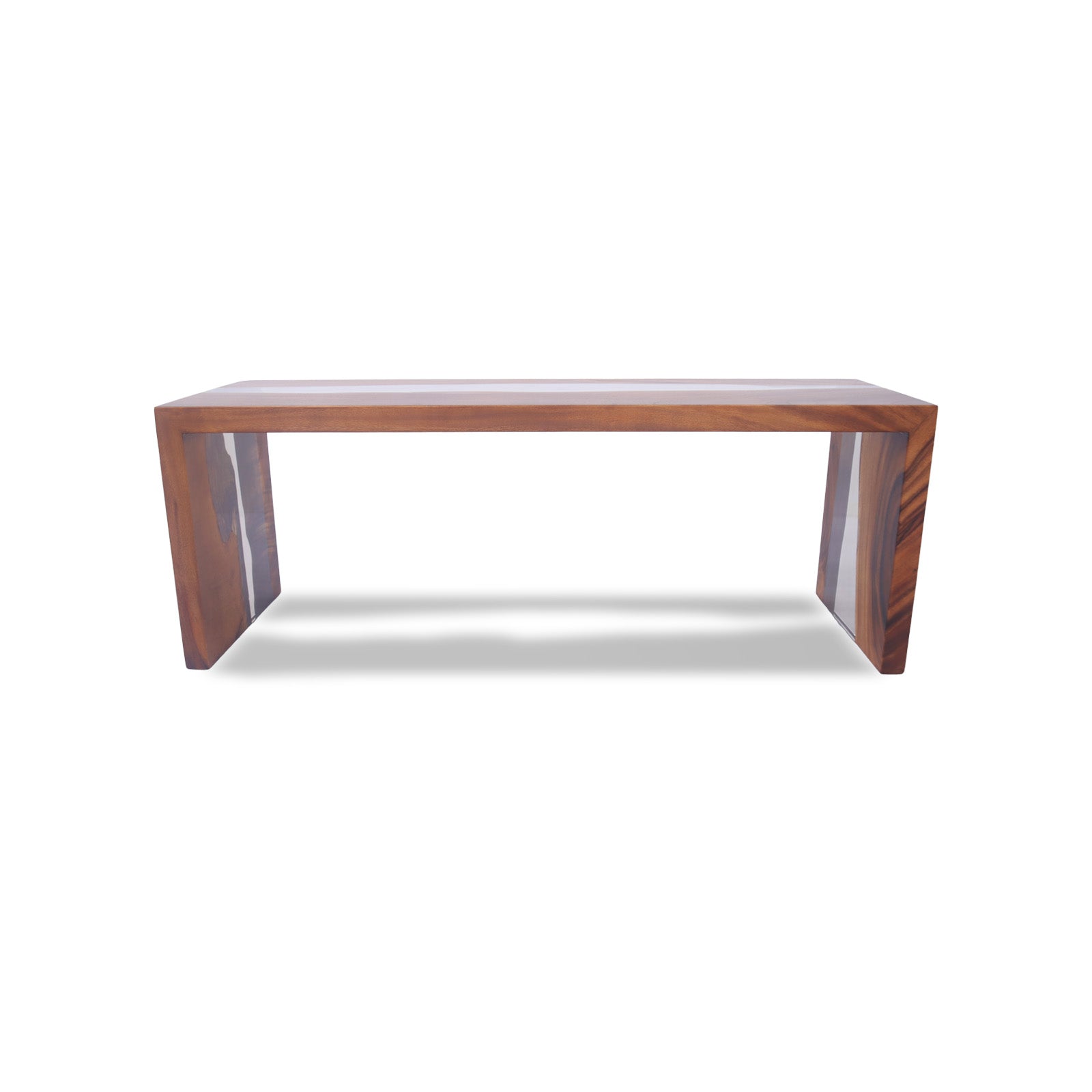 Monkey Pod Epoxy Bench - Waterfall Legs, Transparent Epoxy - Holzsch