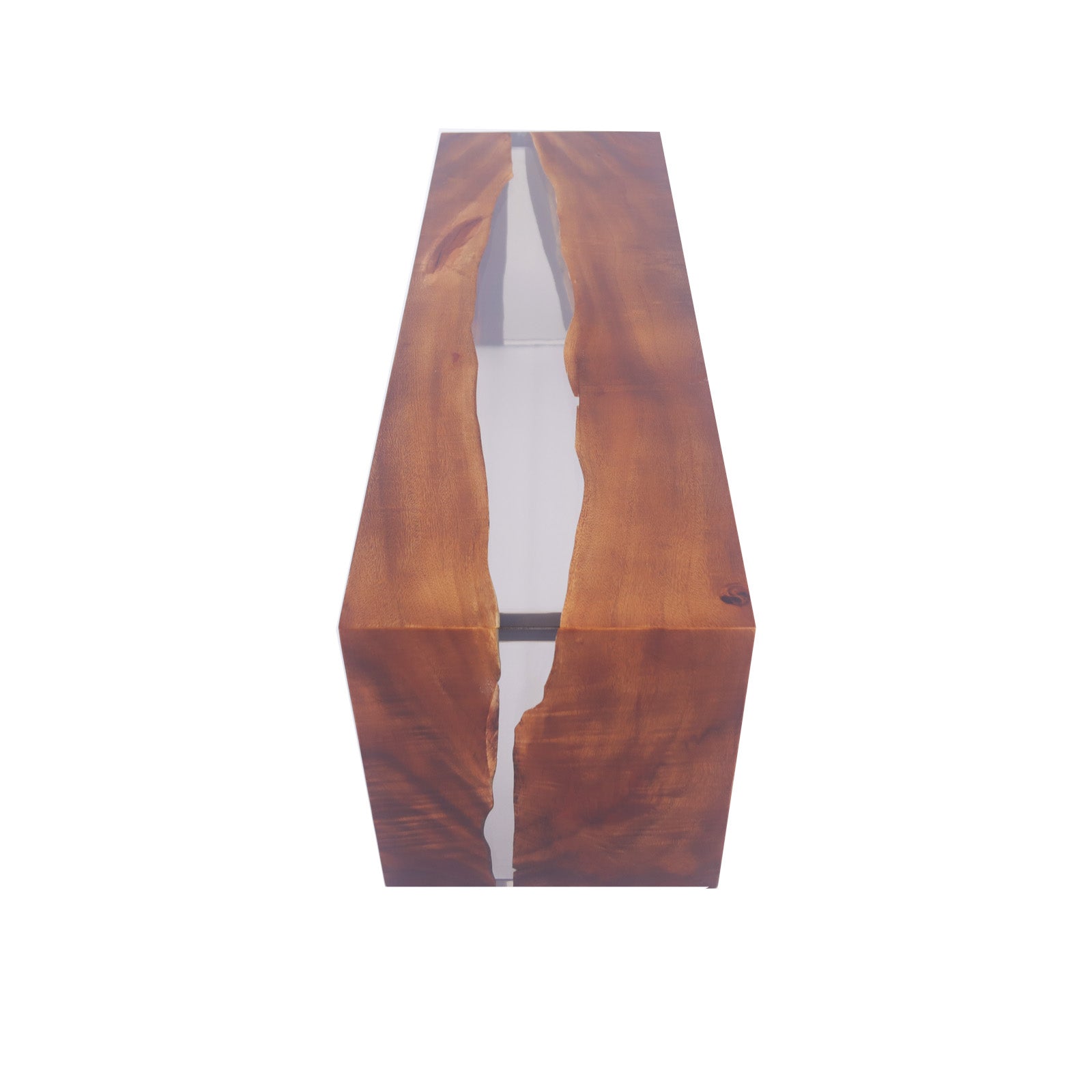 Monkey Pod Epoxy Bench - Waterfall Legs, Transparent Epoxy - Holzsch