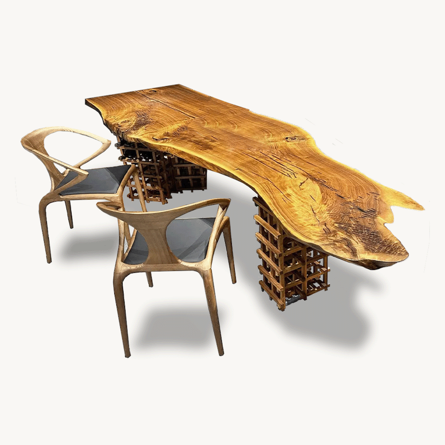 Paris Unique Walnut Live Edge Slab Art Table 34" x 124" - Holzsch