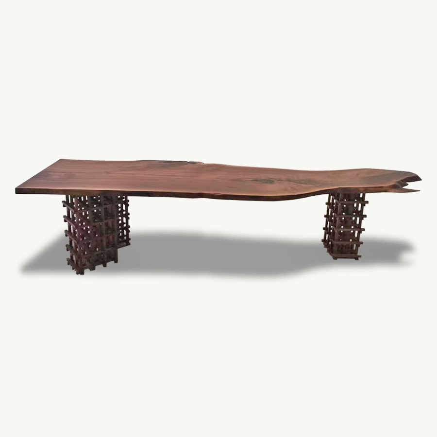 Paris Unique Walnut Live Edge Slab Art Table 34" x 124" - Holzsch