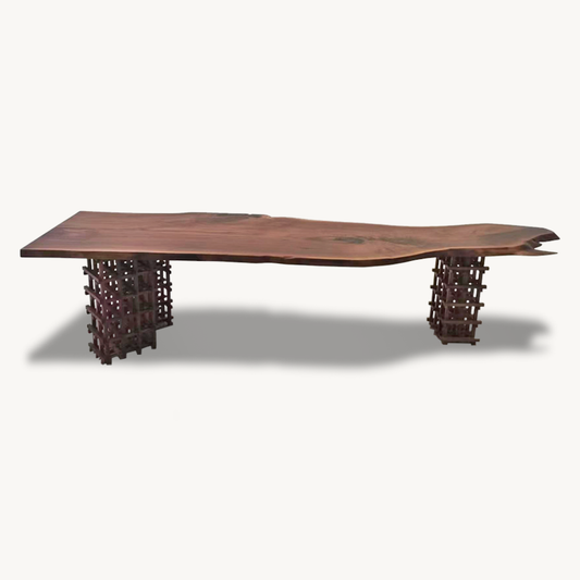 Paris Unique Walnut Live Edge Slab Art Table 34" x 124" - Holzsch