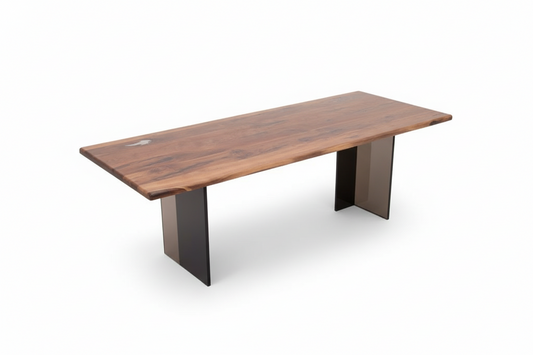 Mirage Rectangular Walnut Dining Table with Plexiglass Legs 40" X 96"