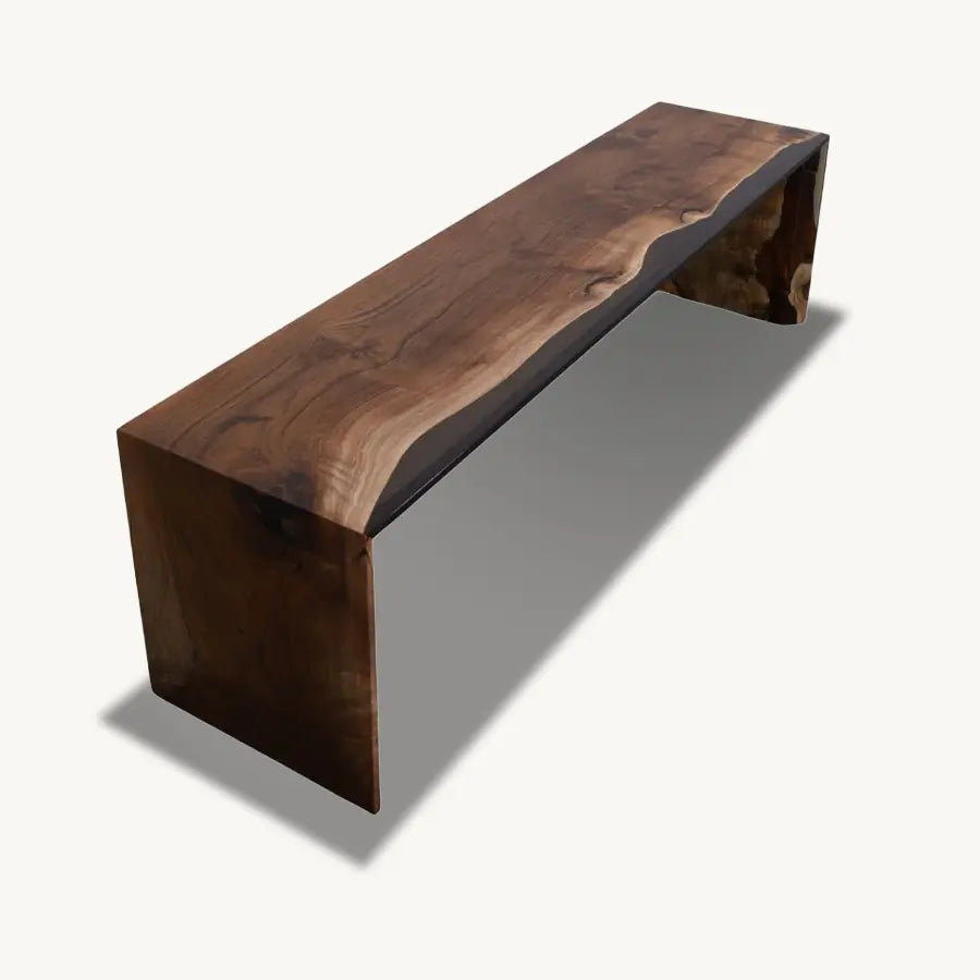 Rustic Hickory & Epoxy Entryway Bench 60" Holzsch Furniture
