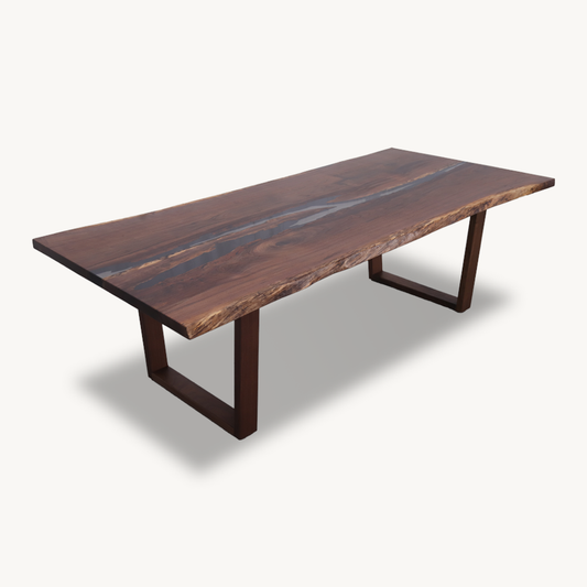 Sedon Walnut Rectangular Dining Table 44" x 96" - Live Edge - Holzsch