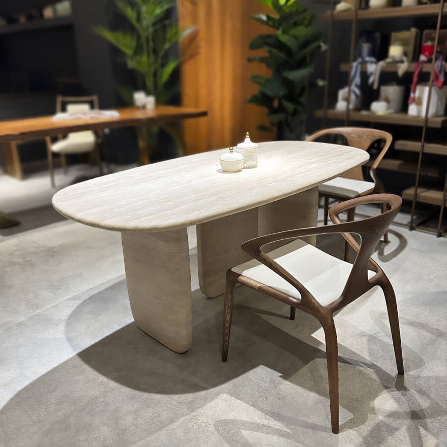 Trilobo Genuine Travertine Dining Table - Holzsch