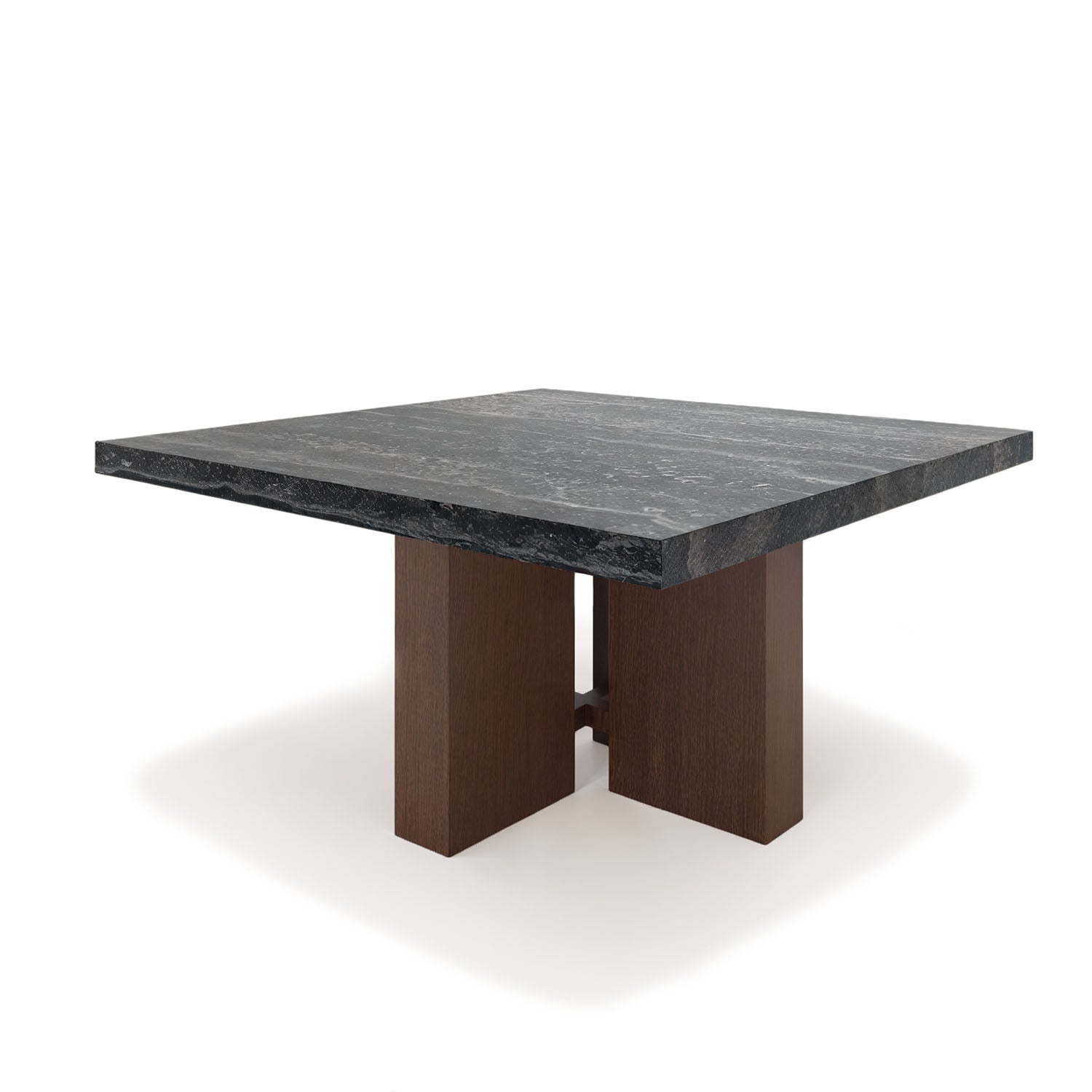 Quadrina Square Dining Table - Genuine Travertine Top 60"x 60" - Holzsch
