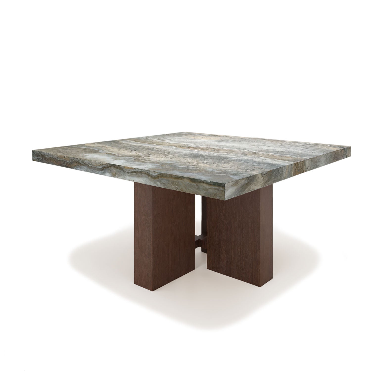Quadrina Square Dining Table - Genuine Travertine Top 60"x 60" - Holzsch