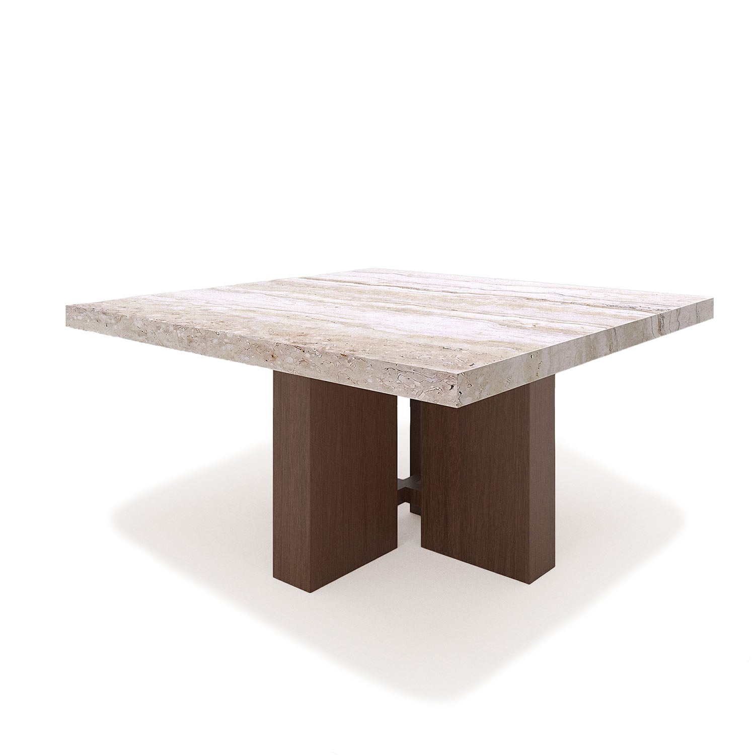 Quadrina Square Dining Table - Genuine Travertine Top 60"x 60" - Holzsch