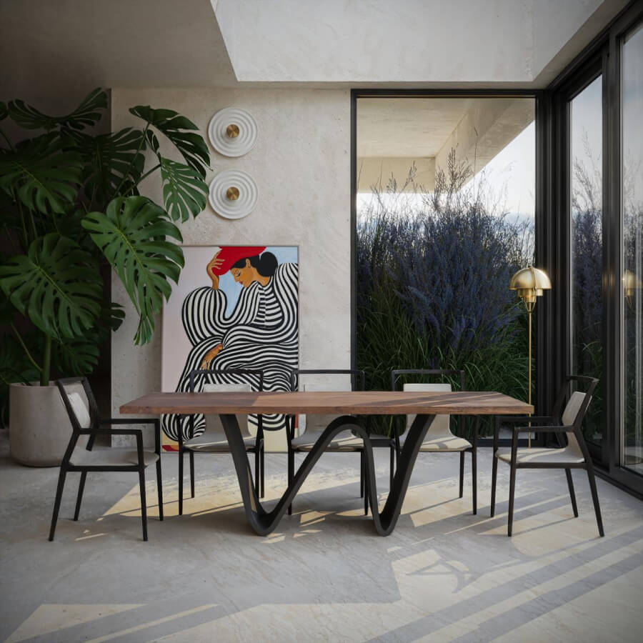 The W Walnut Solid Wood Dining Table - Modern, Handcrafted Design - Holzsch