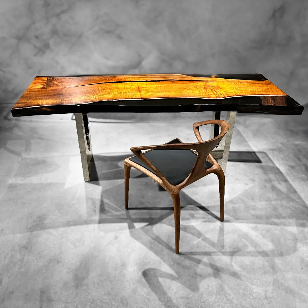 Toona Epoxy Hall Table with Chrome Legs for Entryway and Foyer - Holzsch