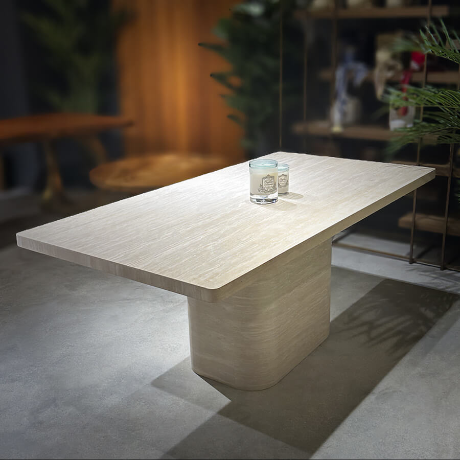 Rectangular Genuine Travertine Dining Table 38" x 71" - Holzsch