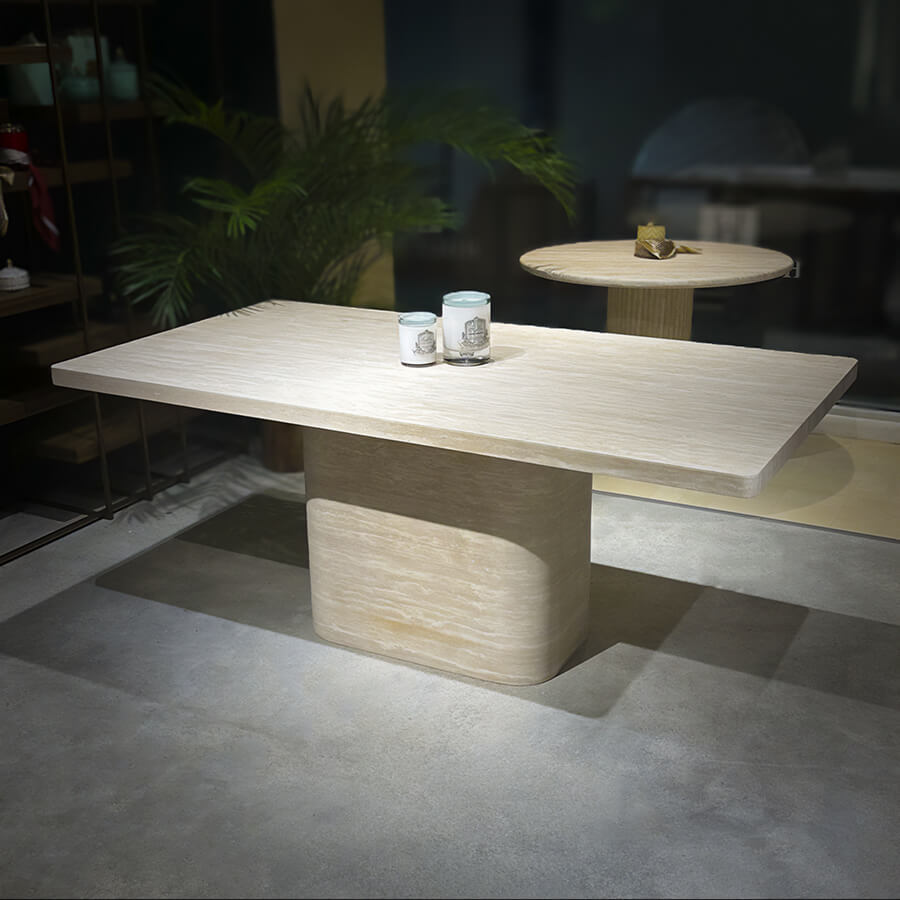 Rectangular Genuine Travertine Dining Table 38" x 71" - Holzsch