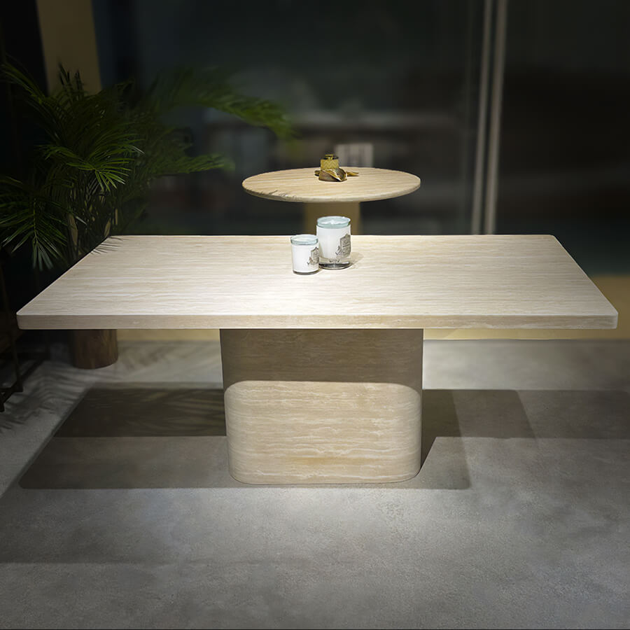 Rectangular Genuine Travertine Dining Table 38" x 71" - Holzsch