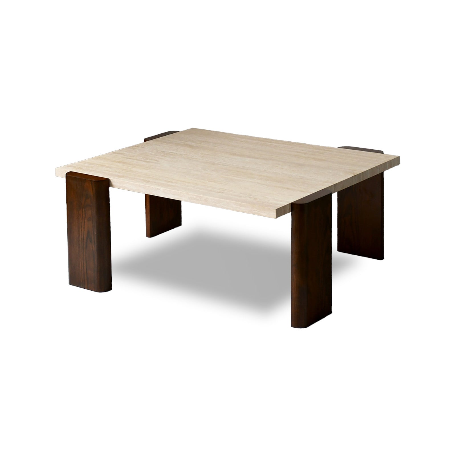 Basso Tavolino Rectangular Coffee Table - Genuine Travertine Top 38"x 48" - Holzsch