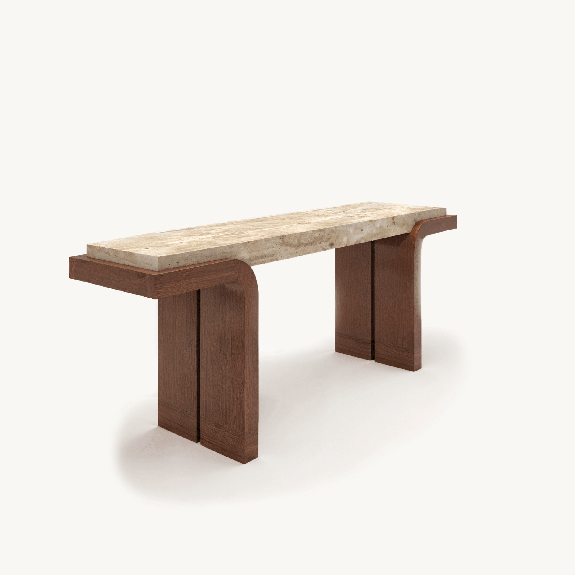 Basso Genuine Travertine Top Console Table 16"x 59" - Holzsch