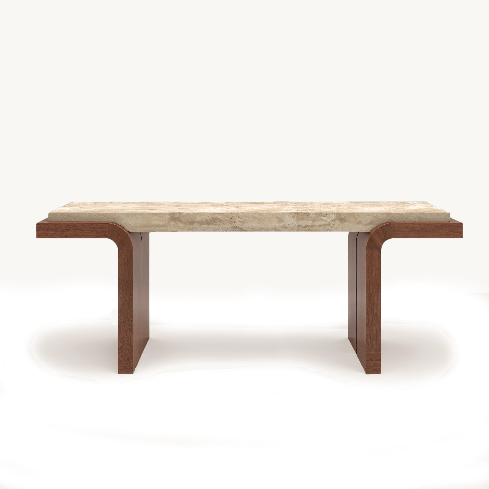 Basso Genuine Travertine Top Console Table 16"x 59" - Holzsch