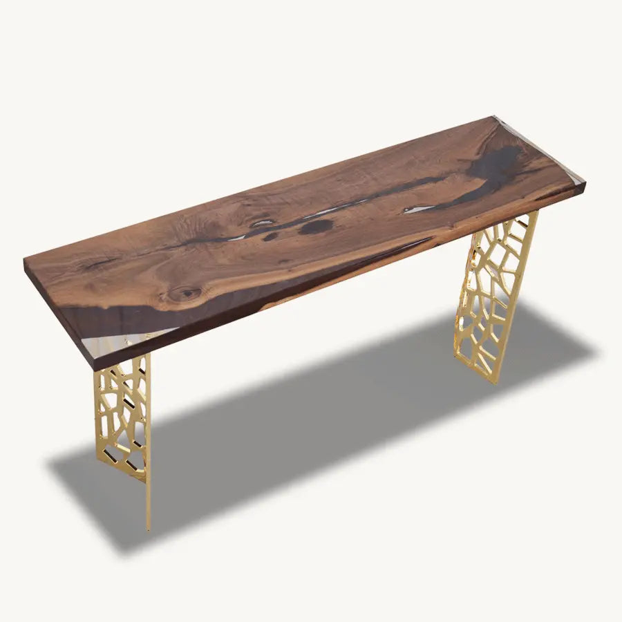 Cascadia Walnut Epoxy Entryway Console Table Holzsch Furniture