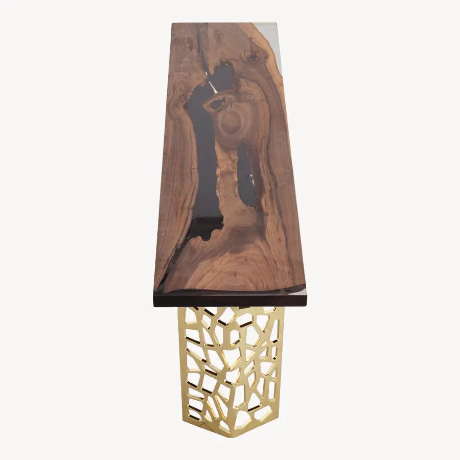 Cascadia Walnut Epoxy Entryway Console Table Holzsch Furniture