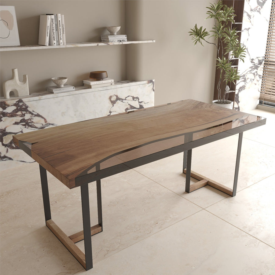 White Oak Tuco Epoxy Dining Table for 6 Persons - Custom, 36'' x 73'' - Holzsch